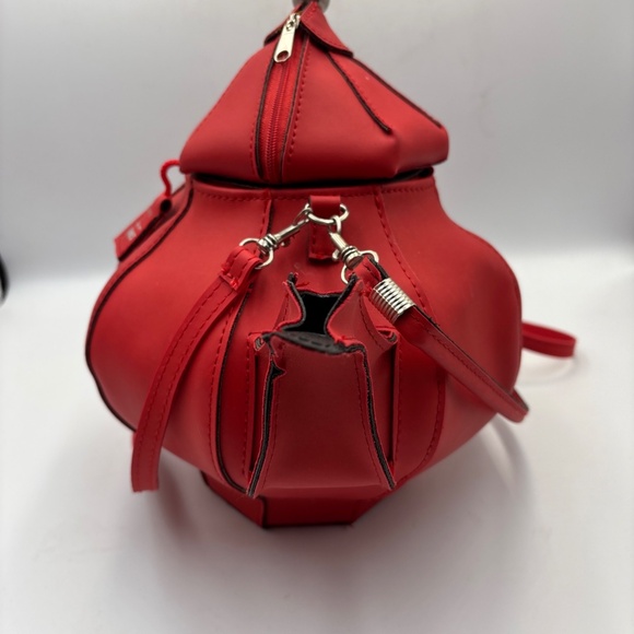 Rare PYLONES Teapot Shape Purse Vintage Red Handbag Teabag Crossbody - Picture 4 of 14